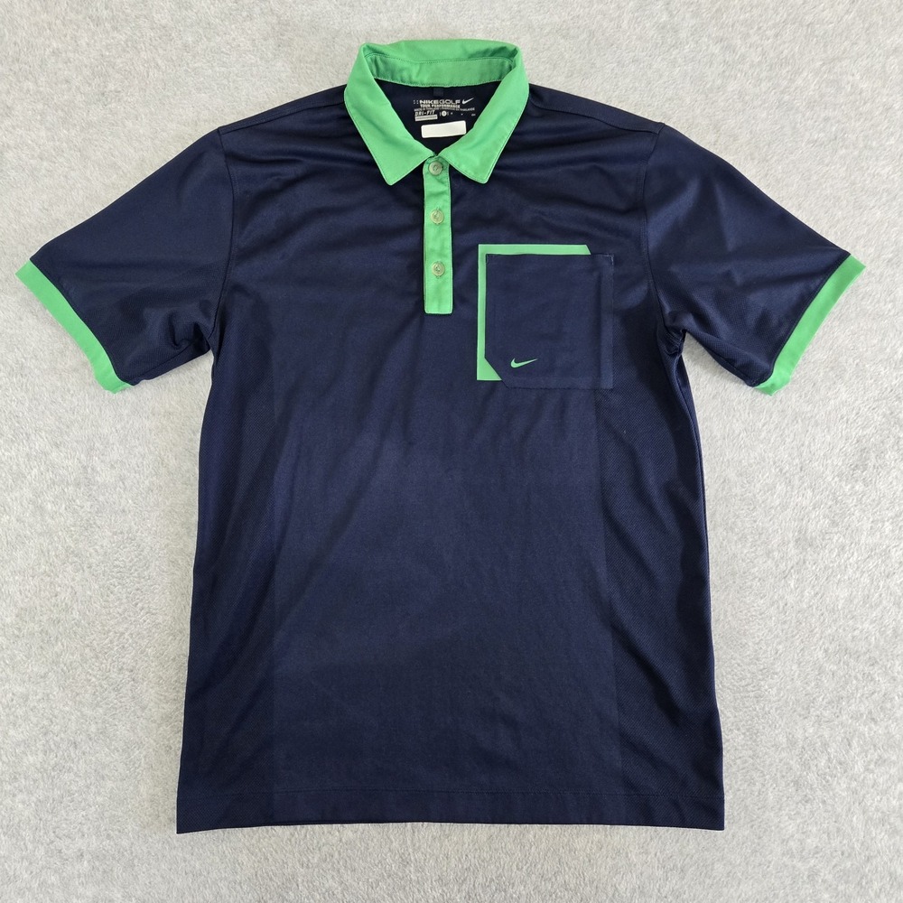 Nike Shirt Golf Tour Performance Polo Mens Sz Small Blue Green 452728-419 Pocket